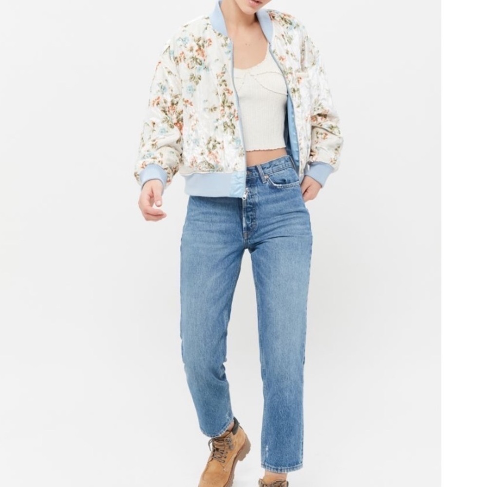 Urban outfitter Reverse Velvet floral Satin Bomber jacket medium new with tags